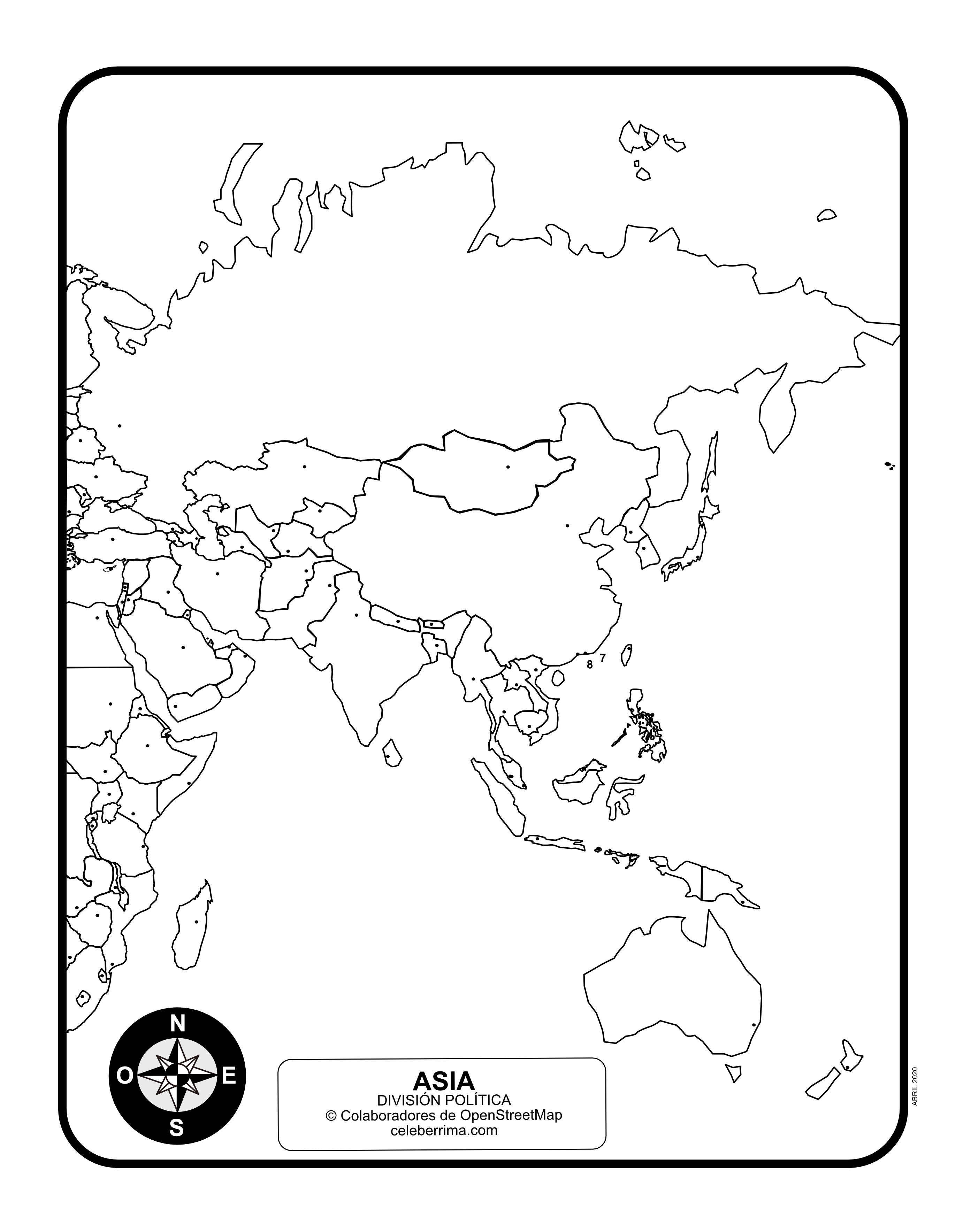 Mapa Asia Con División Política Con Y Sin Nombres Celebé 7648