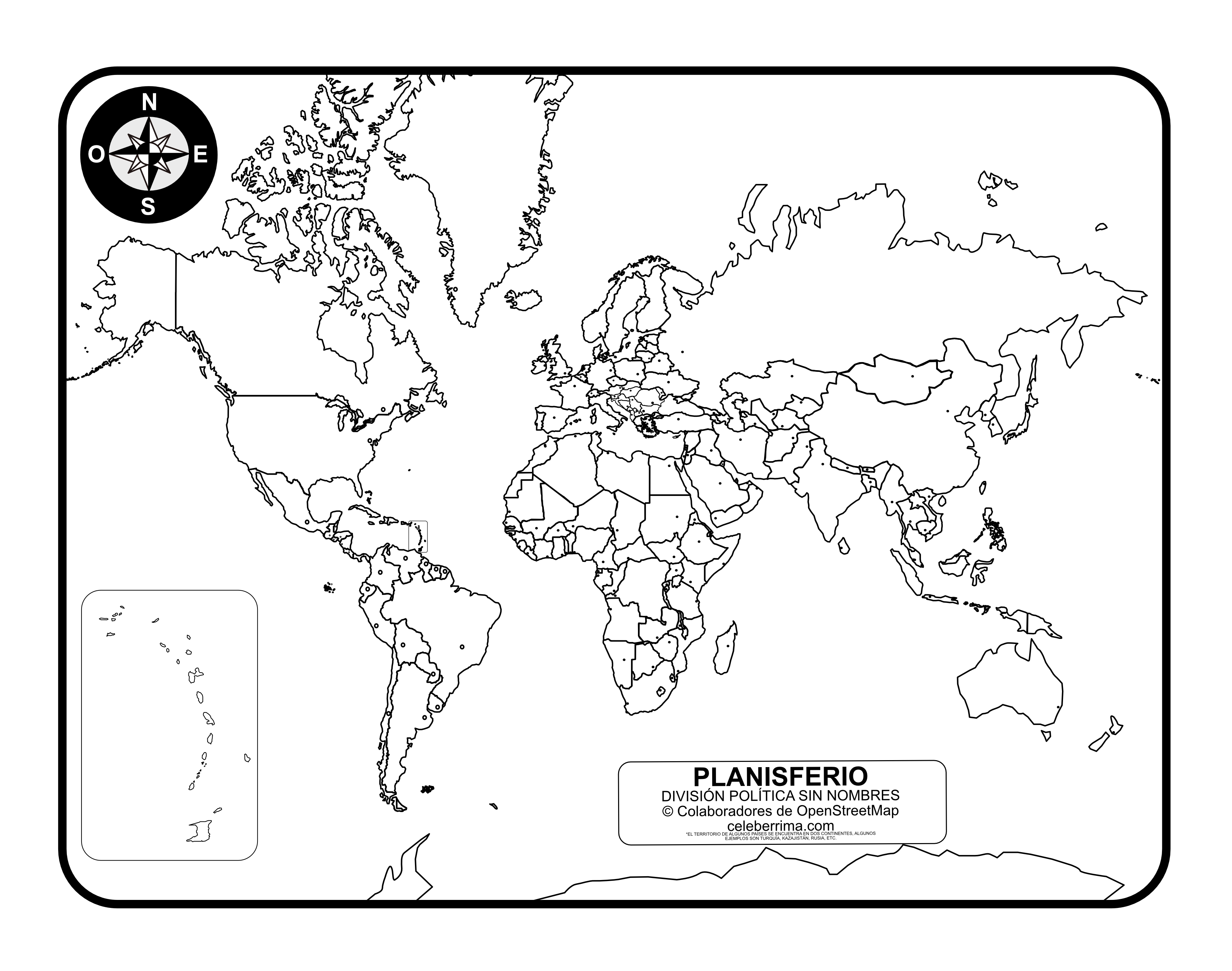 21 + mapa planisferio sin nombres y division politica para imprimir